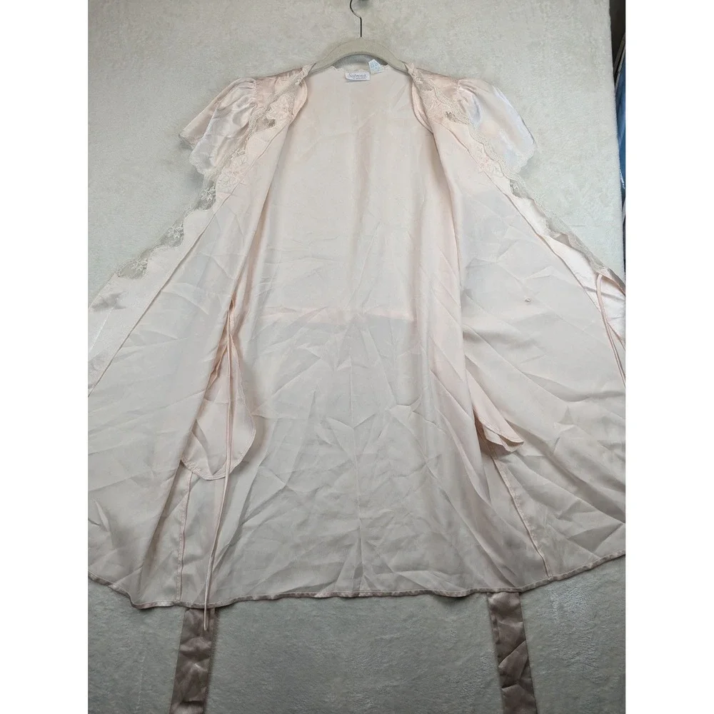 VTG Soft Moments NY women's M floral lace Pink long Sleeve Nightgown nylon maxi